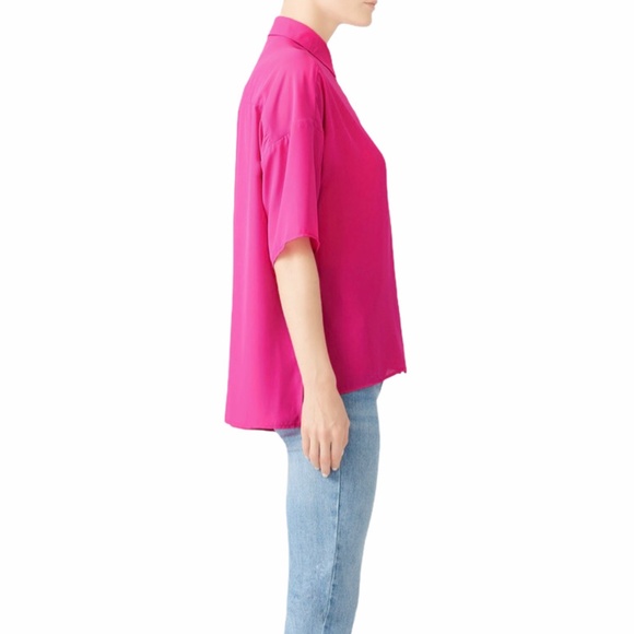 Amanda Uprichard Hot Pink Calton Button-down Top - Picture 4 of 10